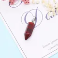 Hexagonal Red Jasper stone pendant with stainless steel bail on a decorative card - 9x28mm / Red Jasper (No. 20)