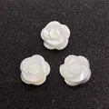 Three white natural shell rose beads with iridescent luster for DIY jewelry making - Rose Style (Style 14 12mm)