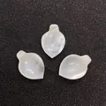Three white iridescent leaf shaped natural shell charms for DIY jewelry making and necklaces - Leaf Pendant Style (Style 15 12mm)