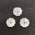Set of three white mother-of-pearl flower beads with central holes for DIY jewelry - 3D Six-petal Flower Style (Style 17 10mm)