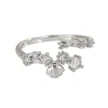 Anello elegante placcato oro 18K con zirconi, ciondolo a conchiglia e pietra principale quadra - Conchiglia (JZ0331G) / Argento