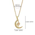 Gold titanium steel sun and moon pendant necklace with opal stone, 40+5cm chain length - Gold (XL01754)
