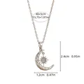 Detail view of crescent moon and sun pendant necklace with exact size measurements - Silver (XL01754G)
