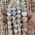 Iridescent cream-white heart-shaped shell beads for DIY jewelry making and necklaces - Heart / 10mm