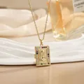 Golden religious locket necklace featuring Virgin Mary portrait with colorful zircon crystals - Gold Style (XL01793)
