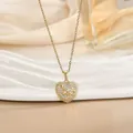 18K gold plated heart pendant necklace with zircon bow and star design for women - Gold Bow Heart Style (XL01823)
