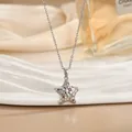 Collana a pentagramma in argento con zirconi colorati su un piatto di porcellana bianca - Stile Stella Martellata Argento (XL01826G)