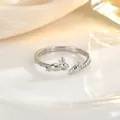 Detail view of adjustable silver ring with rabbit and carrot charms and pavé zircon stones - Silver Rabbit Carrot Style (JZ0434G)