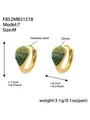 Boucles d'oreilles huggie en acier doré 18 carats avec zircons verts dégradés - Moyen / Zircon Vert