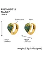Boucles d'oreilles créoles dorées en acier inoxydable avec zircons verts de 1,1 cm - Petit / Zircon Vert