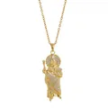 Gold plated St. Jude pendant necklace with shimmering micro-pave cubic zirconia crystals - Gold (XL02255)
