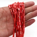 Vibrant red cylindrical 4x8mm dyed shell beads for DIY jewelry making necklaces - 4x8mm / No.1 (Red)