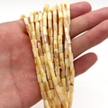 Pale yellow cylindrical shell beads 4x8mm with natural mother-of-pearl luster for DIY jewelry - 4x8mm / No.2 Beige