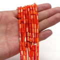 Perline cilindriche in conchiglia naturale 4x8mm lucide color rosso arancio - 4x8mm / N.6 Rosso Arancio