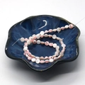 Pink and white natural freshwater shell evil eye beads on a dark blue ceramic tray - 6mm Approx 63 Beads/Strand / Style 2 (Pink)