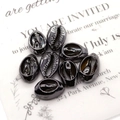 Gunmetal plated natural seashell beads for DIY jewelry making in glossy metallic finish - Gunmetal