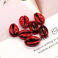 Metallic bright red electroplated cowrie shell beads for DIY jewelry making accessories - 18-20mm 20g/Pack (20 Pieces) / Bright Red (No. 2)