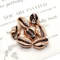 Rose gold plated cowrie shell beads for DIY jewelry making set of 7 pieces - Rose Gold