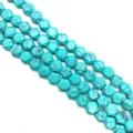 Macro shot of faceted hexagonal turquoise beads with black spiderweb patterns for DIY - 8x8x5mm Approx 26 Beads / Blue Turquoise