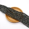 Faceted black abalone shell beads with iridescent mosaic pattern for jewelry making - Faceted Round Bead Style (No. 1) / 8mm (50 Pieces/Strand) / Iridescent Black (No. 1)