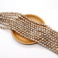 Mosaic pattern natural shell round beads in iridescent white and gold finish - Mosaic Patchwork Round Bead Style (No. 2) / 8mm (50 Pieces/Strand) / Beige Gold Mosaic (No. 2)