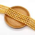 Golden yellow checkered shell mosaic round beads for DIY jewelry making 8-20mm - Mosaic Check Round Bead Style (No. 4) / 8mm (50 Pieces/Strand) / Bright Yellow