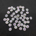 Macro detail of white daisy shell beads with purple centers for DIY jewelry making - 10mm / Purple