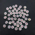 Natural white mop shell daisy beads in pink and white for DIY bracelet jewelry making - 10mm / Red
