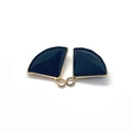 Faceted black natural stone fan pendants with gold frames for DIY jewelry making - No. 1 / 17x19mm (50 Pieces/pack)