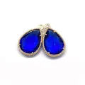 Faceted teardrop pendant in dark blue stone with gold beaded metal edge for DIY jewelry - 12x18mm (50 Pieces/Pack) / Style 3 (Deep Blue)