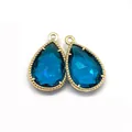 Faceted teardrop crystal pendant in deep blue with gold beaded edge for DIY jewelry - 12x18mm (50 Pieces/Pack) / No. 4 (Peacock Blue)
