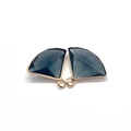 Dark blue faceted fan-shaped crystal pendant with gold-plated metal frame for DIY jewelry - Number 2 / 17x19mm (50 Pieces/pack)
