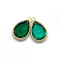 Green faceted stone teardrop pendant with gold beaded bezel for DIY jewelry making - 12x18mm (50 Pieces/Pack) / Color 6 (Emerald Green)
