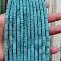 Détails de perles intercalaires turquoise avec veines noires naturelles pour bijoux DIY - Modèle Petite Assiette Ronde / Turquoise Bleue