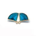 Peacock blue fan-shaped crystal pendant with gold-plated metal frame for DIY jewelry - Size 8 / 17x19mm (50 Pieces/pack)