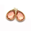 Faceted peach pink pear-shaped stone pendant with gold beaded bezel for DIY jewelry - 12x18mm (50 Pieces/Pack) / No. 10 (Pink)