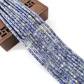 Deep blue and white sodalite flat round beads for DIY jewelry and necklace making - 2x4mm / No. 16 (Sodalite Blue White Cylinder)