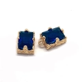 Pendentif rectangulaire en pierre bleu marine avec sertissage doré pour bijoux DIY - Numéro 2 / 6x10mm (50 Pièces/paquet)