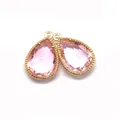 Faceted pink teardrop crystal pendant with gold beaded bezel and top bail for DIY jewelry - 12x18mm (50 Pieces/Pack) / No.11 (Light Pink)