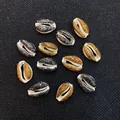 Sparkly natural cowrie shell beads in gold and black for DIY jewelry making - 14x19mm (20 Pieces/Pack) / Multicolor