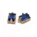 Pendentif rectangle cristal bleu foncé avec monture dorée pour création de bijoux - Taille 3 / 6x10mm (50 Pièces/paquet)