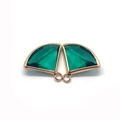 Green faceted natural stone fan-shaped crystal pendant with gold plating for DIY - Size 10 / 17x19mm (50 Pieces/pack)