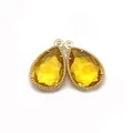 Faceted yellow teardrop crystal pendant in gold metal frame with milgrain edge for jewelry DIY - 12x18mm (50 Pieces/Pack) / No.13 (Amber)