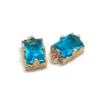 Pendentif cristal bleu rectangulaire avec cadre en métal doré pour la création de bijoux - Taille 5 / 6x10mm (50 Pièces/paquet)