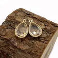 Faceted natural stone teardrop pendant in green and purple with gold frame DIY charm - 12x18mm (50 Pieces/Pack) / No.14 (Clear)