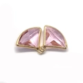 Pink faceted stone fan-shaped charms with gold-plated frames for DIY jewelry - Size 13 / 17x19mm (50 Pieces/pack)