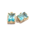Pendentif rectangulaire en pierre naturelle bleu clair avec cadre doré vintage et boucle - Taille 6 / 6x10mm (50 Pièces/paquet)
