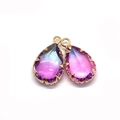 Pear-shaped gradient purple crystal pendant in gold crown setting with hanging loop - US 2 / 11x18mm