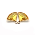 Yellow faceted fan-shaped stone pendant with gold metal frame for DIY jewelry - Size 14 / 17x19mm (50 Pieces/pack)