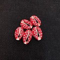 DIY shell beads for bracelets in vibrant red finish with light blue polka dot pattern - Red (20 Pieces/pack) / 13x20mm